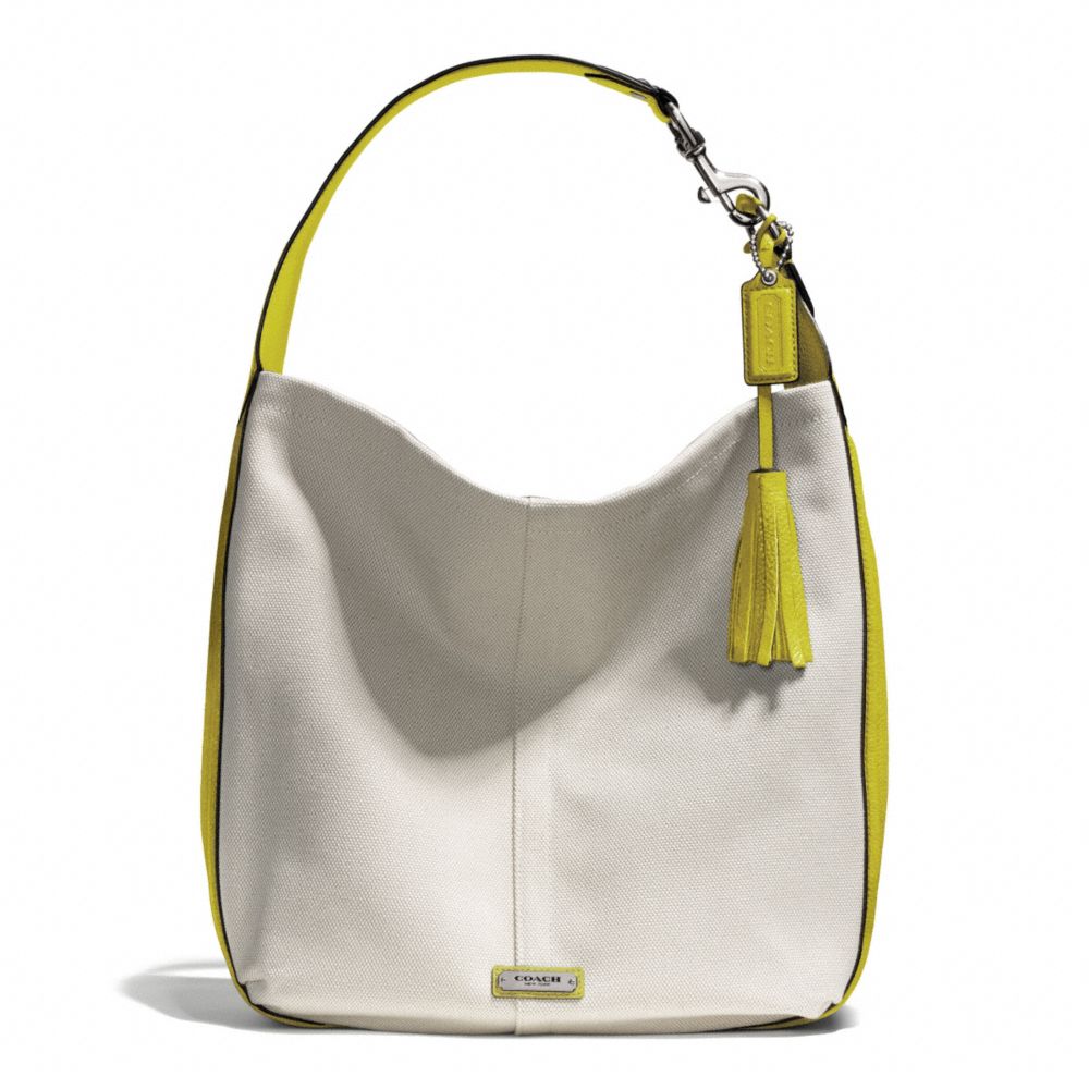 AVERY CANVAS HOBO - SILVER/NATURAL/CHARTREUSE - COACH F28911