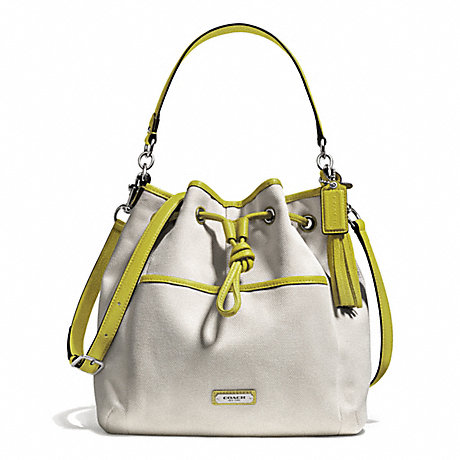 COACH F28913 AVERY CANVAS DRAWSTRING SILVER/NATURAL/CHARTREUSE