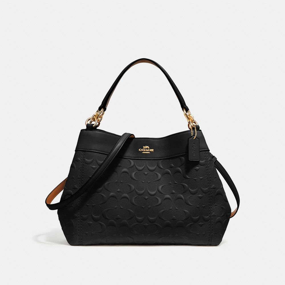 SMALL LEXY SHOULDER BAG IN SIGNATURE LEATHER - f28934 - BLACK/light gold
