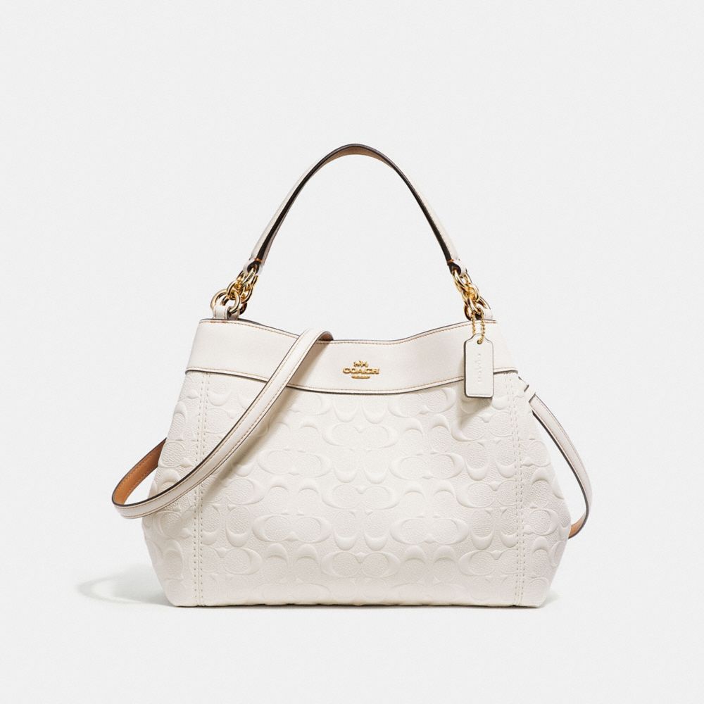 SMALL LEXY SHOULDER BAG IN SIGNATURE LEATHER - COACH F28934 - CHALK/LIGHT GOLD