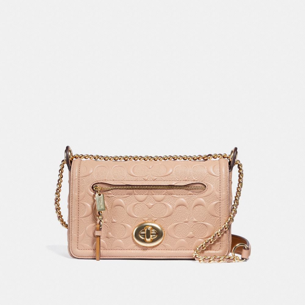 LEX SMALL FLAP CROSSBODY IN SIGNATURE LEATHER - f28935 - nude pink/imitation gold
