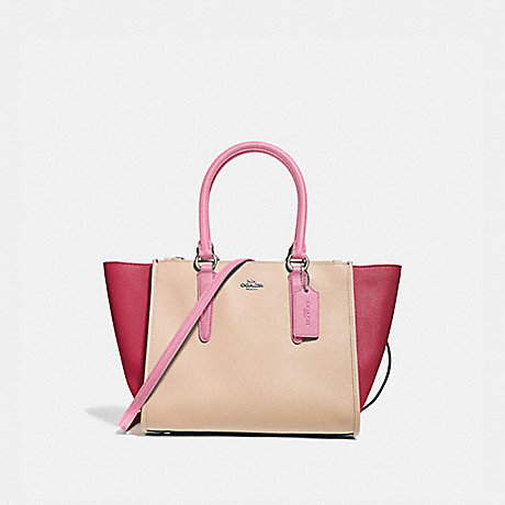 COACH F28943 CROSBY CARRYALL IN COLORBLOCK SILVER/PINK-MULTI