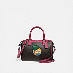 MINI BENNETT SATCHEL IN SIGNATURE CANVAS WITH BLUE HAWAII PATCHES - COACH f28947 - QBBMC