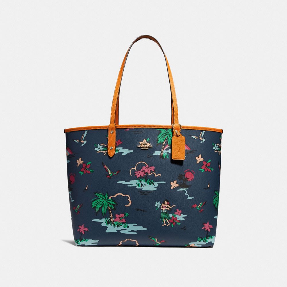 REVERSIBLE CITY TOTE WITH SCENIC HAWAIIAN PRINT - f28949 - IMNIF