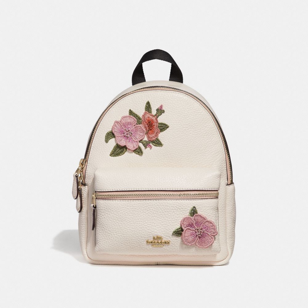 MINI CHARLIE BACKPACK WITH HAWAIIAN FLORAL EMBROIDERY - COACH  f28953 - CHALK MULTI/IMITATION GOLD