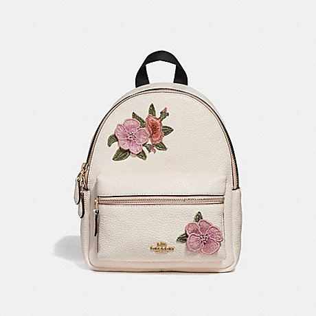 COACH MINI CHARLIE BACKPACK WITH HAWAIIAN FLORAL EMBROIDERY - CHALK MULTI/IMITATION GOLD - f28953