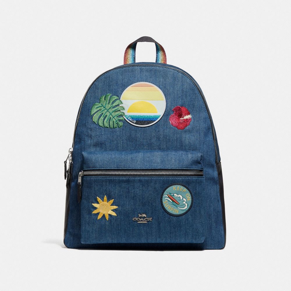 COACH f28958 CHARLIE BACKPACK WITH BLUE HAWAII PATCHES SVM64