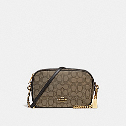 ISLA CHAIN CROSSBODY IN SIGNATURE JACQUARD - COACH f28959 - KHAKI/BROWN/IMITATION GOLD