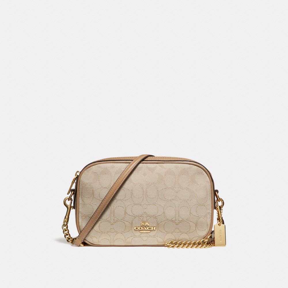 COACH F28959 ISLA CHAIN CROSSBODY IN SIGNATURE JACQUARD LIGHT KHAKI/LIGHT SADDLE/LIGHT GOLD