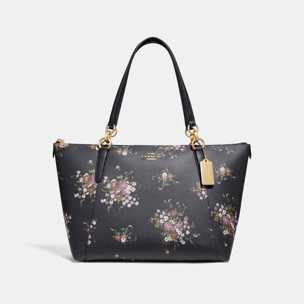 COACH f28965 AVA TOTE WITH FLORAL BUNDLE PRINT MIDNIGHT MULTI/IMITATION GOLD