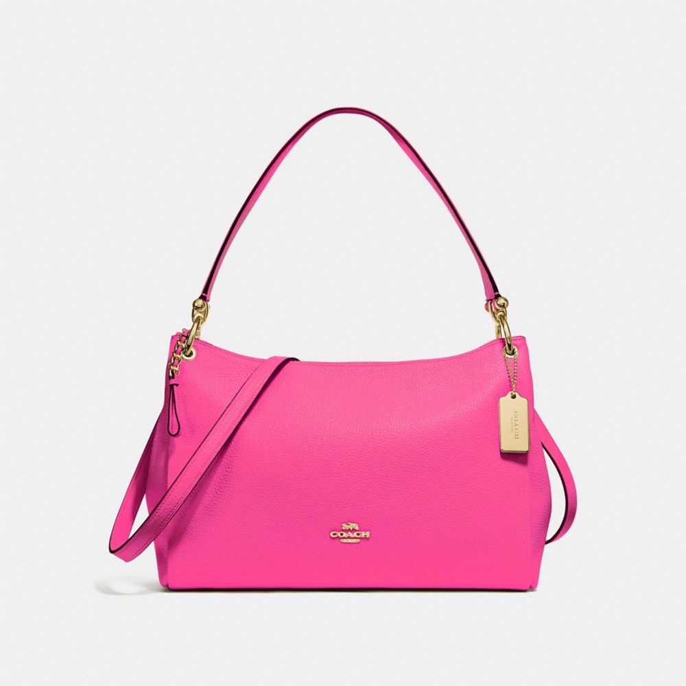 Coach F28966 Mia Shoulder Bag Pink Ruby Gold Coach Handbags