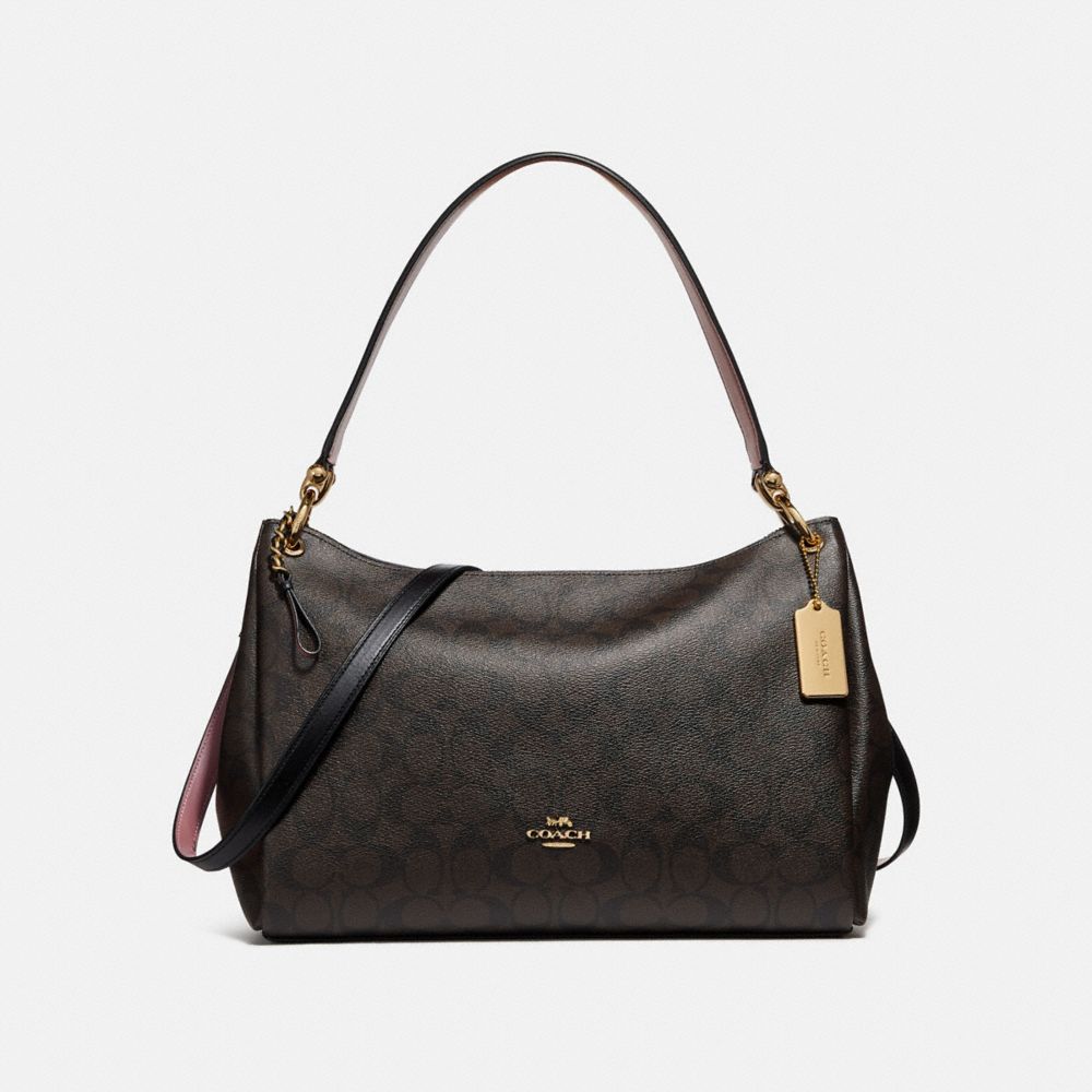 MIA SHOULDER BAG IN SIGNATURE CANVAS - COACH f28967 -  BROWN/BLACK/IMITATION GOLD