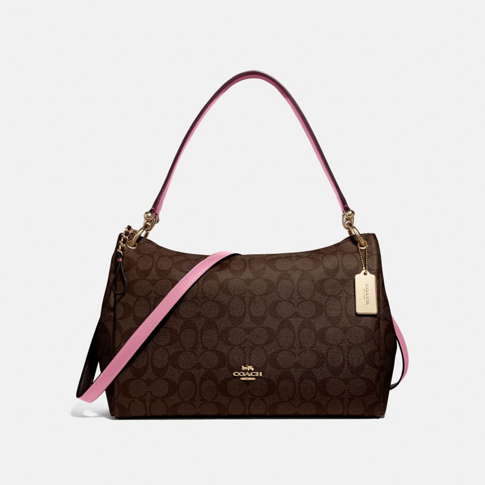 COACH F28967 Mia Shoulder Bag In Signature Canvas IM/BROWN PINK ROSE