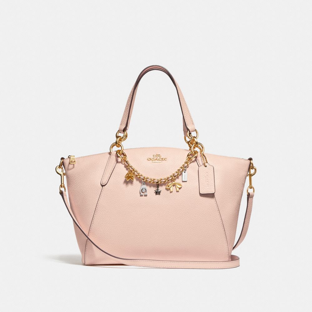 SMALL KELSEY SATCHEL WITH BRACELET - f28968 - LIGHT PINK/IMITATION GOLD