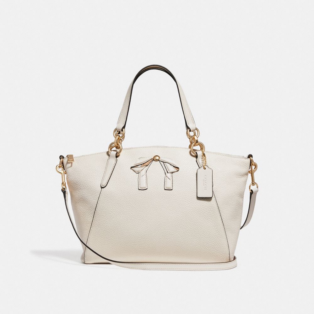 SMALL KELSEY SATCHEL WITH BOW - f28969 - CHALK/IMITATION GOLD