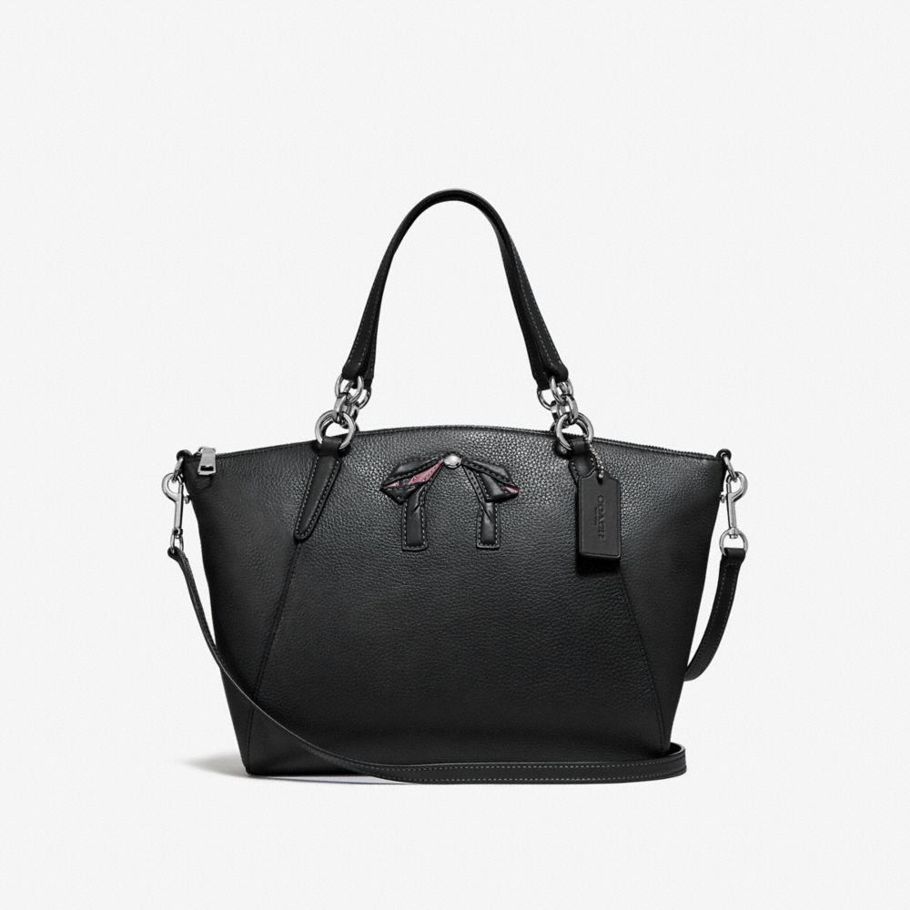 SMALL KELSEY SATCHEL WITH BOW - COACH f28969 - SILVER/MIDNIGHT