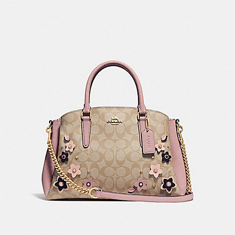 COACH SAGE CARRYALL IN SIGNATURE CANVAS WITH FLORAL APPLIQUE - light khaki/multi/imitation gold - f28970