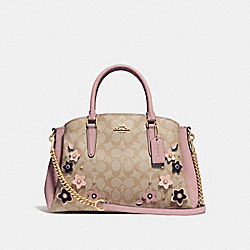 SAGE CARRYALL IN SIGNATURE CANVAS WITH FLORAL APPLIQUE - COACH f28970 - light khaki/multi/imitation gold