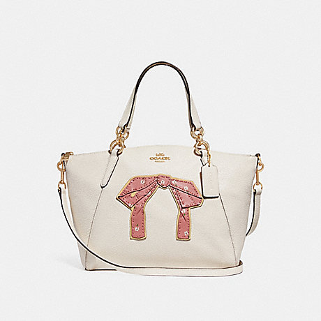 COACH SMALL KELSEY SATCHEL WITH FLORAL BUNDLE PRINT AND BOW - CHALK MULTI/IMITATION GOLD - f28972