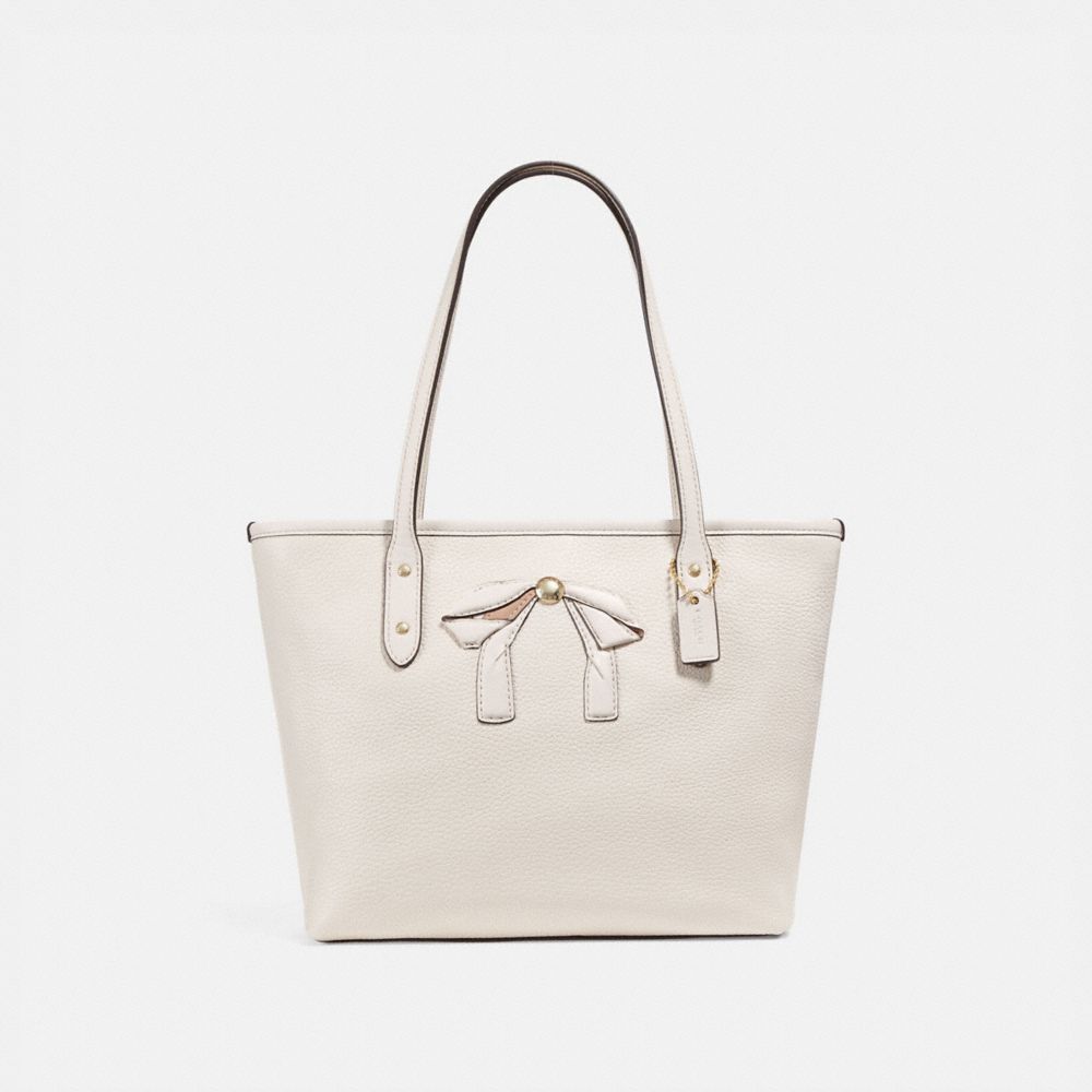 COACH F28988 Mini City Zip Tote With Bow CHALK/IMITATION GOLD