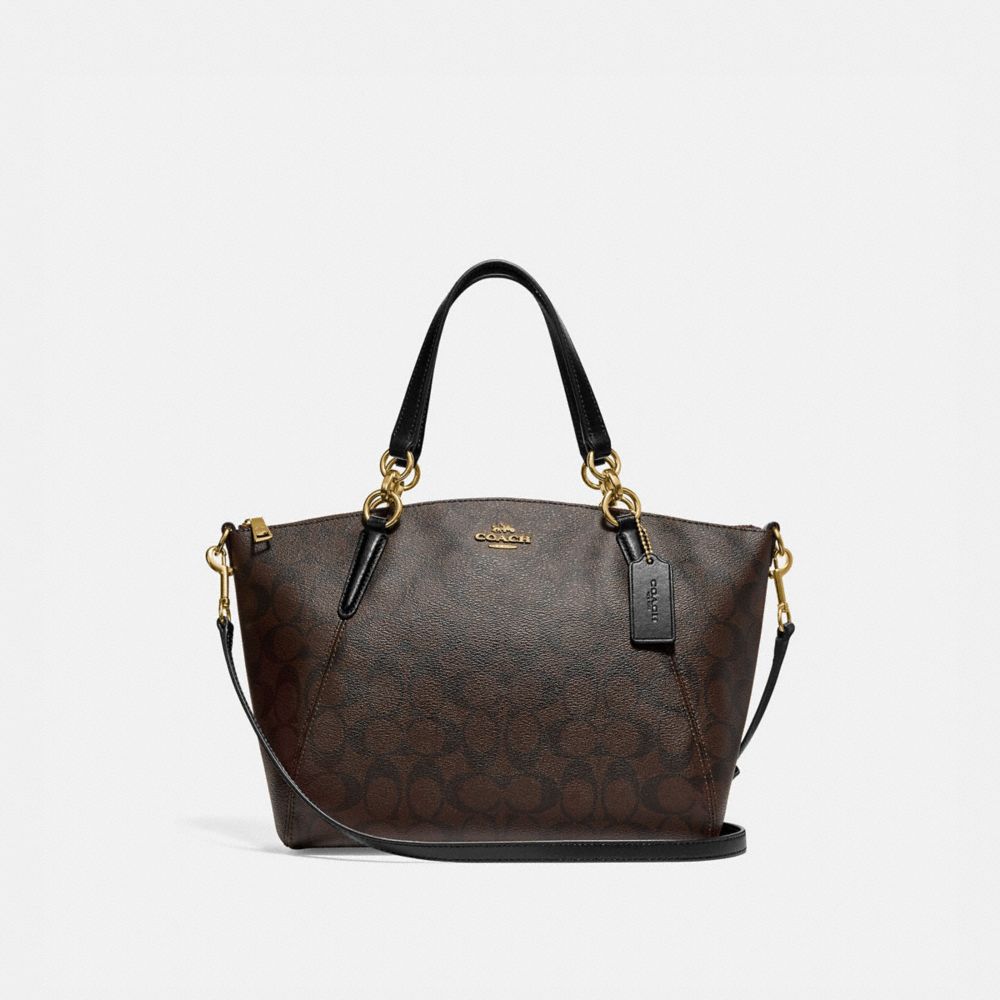 SMALL KELSEY SATCHEL IN SIGNATURE CANVAS - COACH f28989 - BROWN/BLACK/light gold