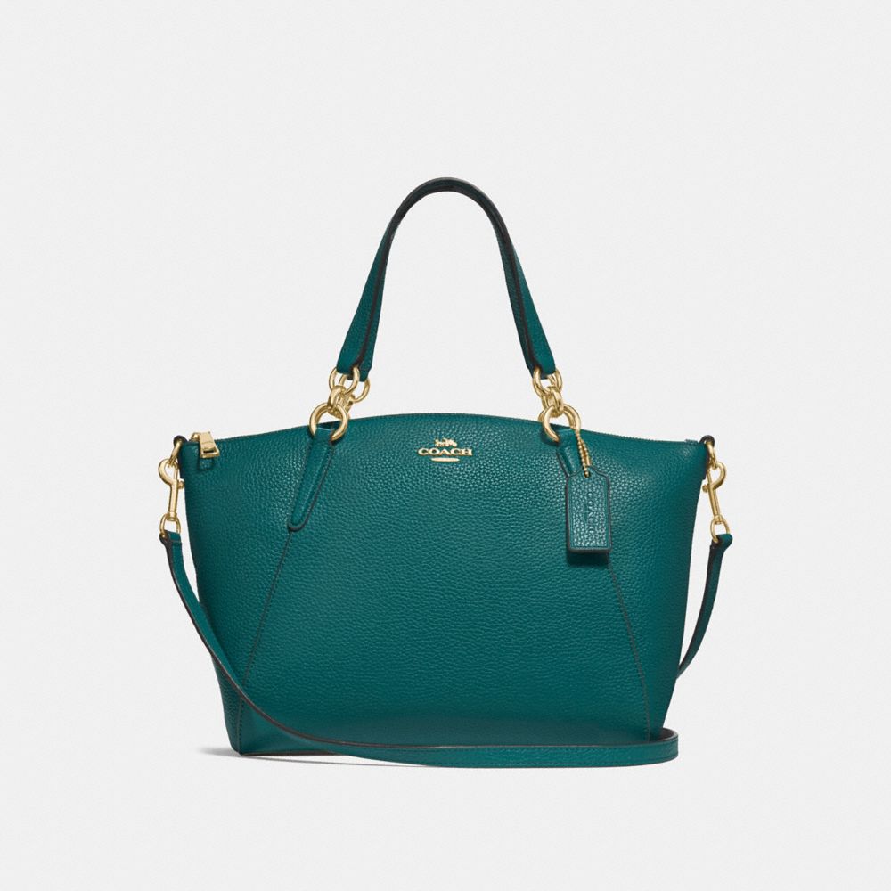 SMALL KELSEY SATCHEL - F28993 - DARK TURQUOISE/LIGHT GOLD