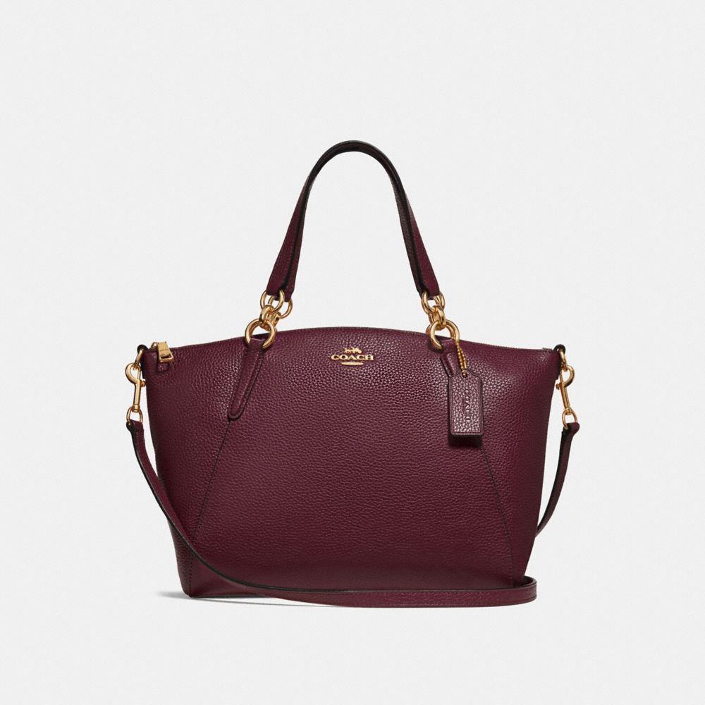 SMALL KELSEY SATCHEL - F28993 - RASPBERRY/LIGHT GOLD