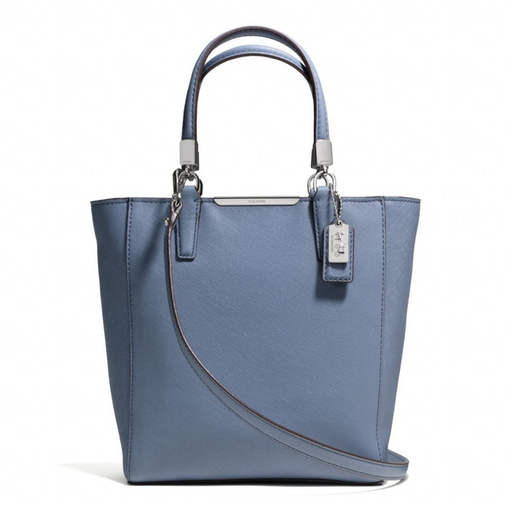 MADISON  SAFFIANO LEATHER MINI NORTH/SOUTH TOTE - f29001 - SILVER/CORNFLOWER