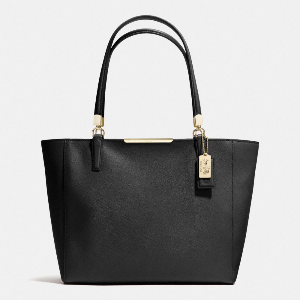 MADISON SAFFIANO LEATHER EAST/WEST TOTE - f29002 -  LIGHT GOLD/BLACK