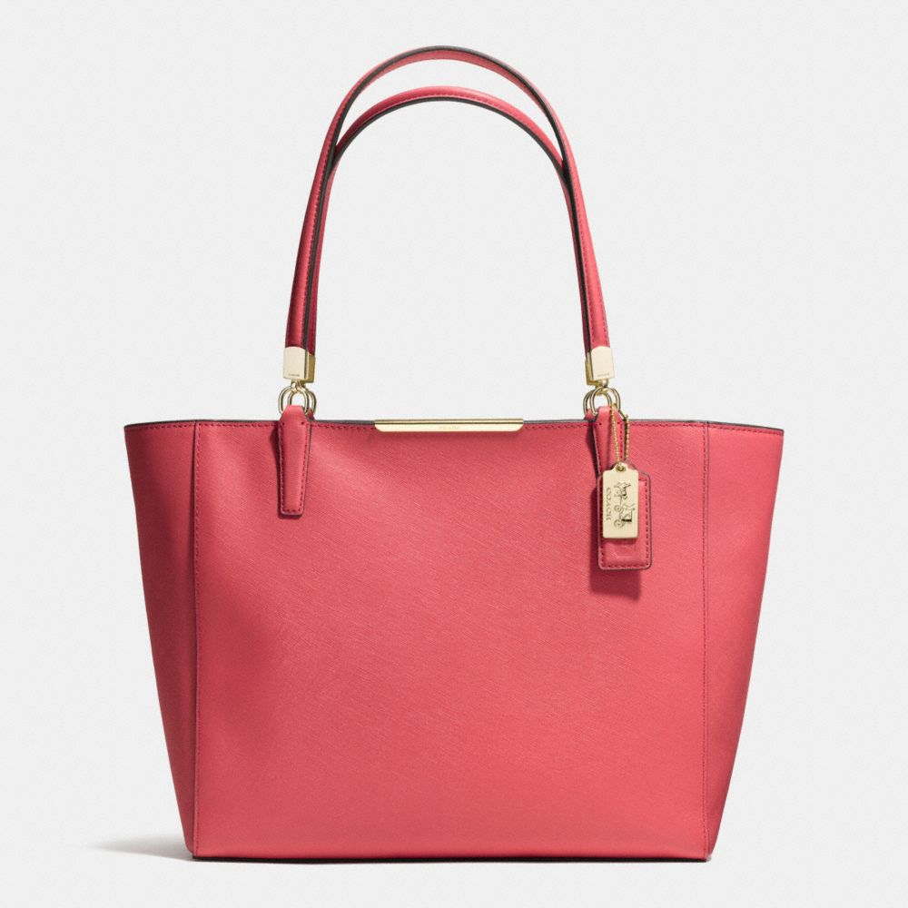 COACH F29002 MADISON EAST/WEST TOTE IN SAFFIANO LEATHER -LIGHT-GOLD/LOGANBERRY