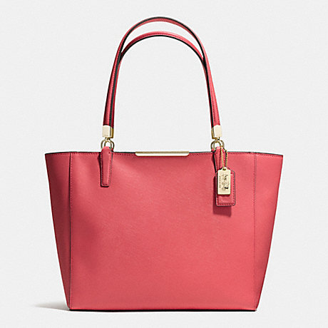 COACH MADISON EAST/WEST TOTE IN SAFFIANO LEATHER -  LIGHT GOLD/LOGANBERRY - f29002