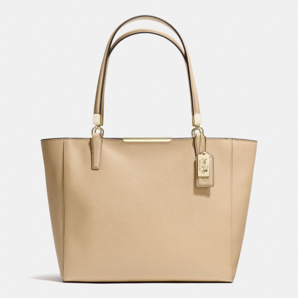 COACH F29002 MADISON SAFFIANO LEATHER EAST/WEST TOTE -LIGHT-GOLD/TAN