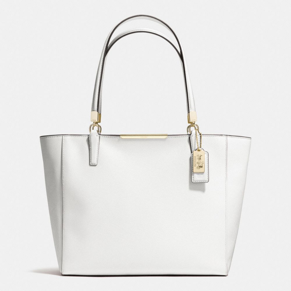 MADISON SAFFIANO LEATHER EAST/WEST TOTE - LIGHT GOLD/WHITE - COACH F29002