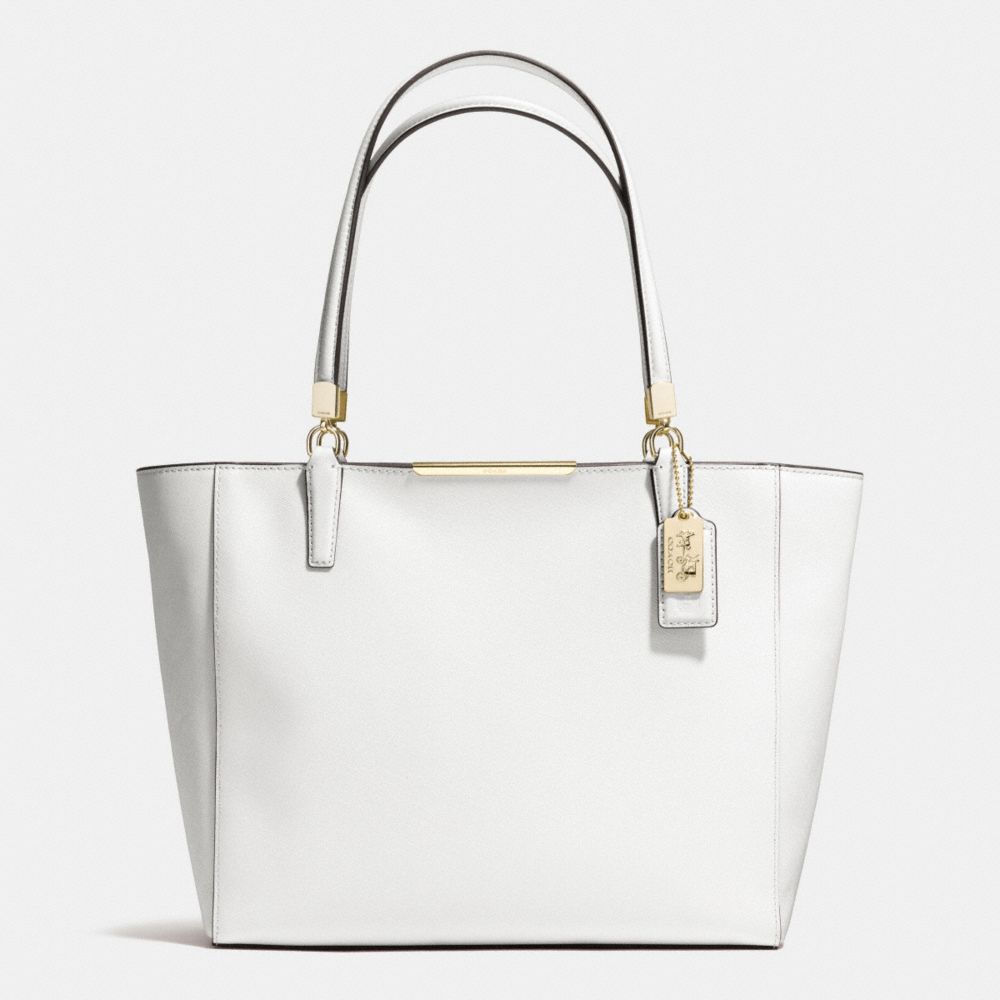 COACH F29002 MADISON SAFFIANO LEATHER EAST/WEST TOTE LIGHT-GOLD/WHITE