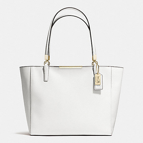 COACH MADISON SAFFIANO LEATHER EAST/WEST TOTE - LIGHT GOLD/WHITE - f29002