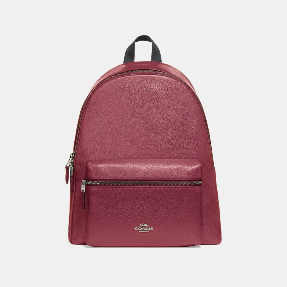 COACH CHARLIE BACKPACK - SILVER/HOT PINK - f29004