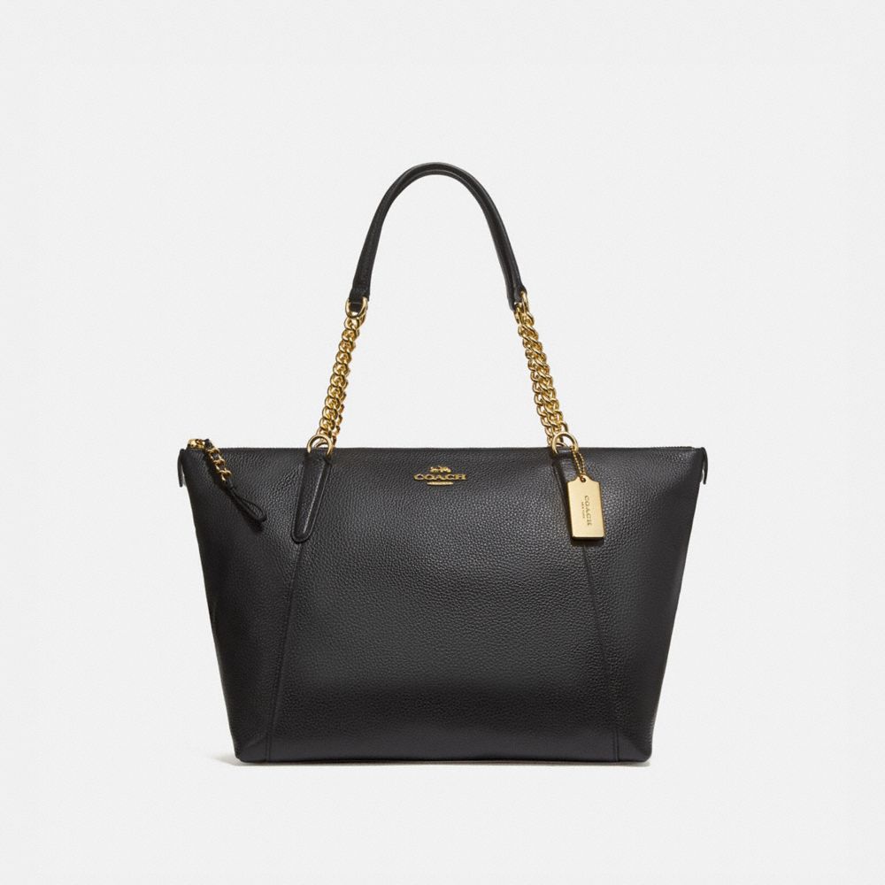 AVA CHAIN TOTE - f29007 - BLACK/IMITATION GOLD