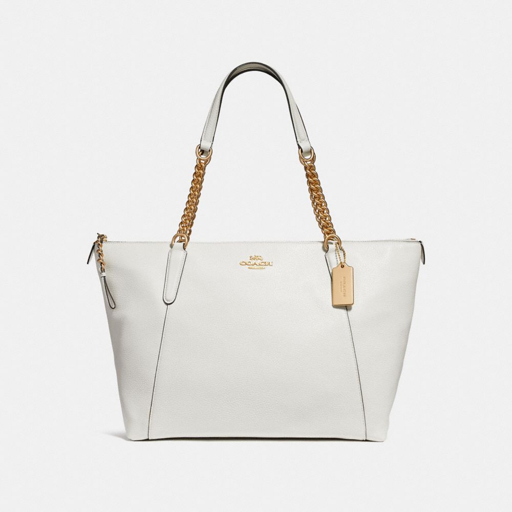 AVA CHAIN TOTE - f29007 - CHALK/IMITATION GOLD