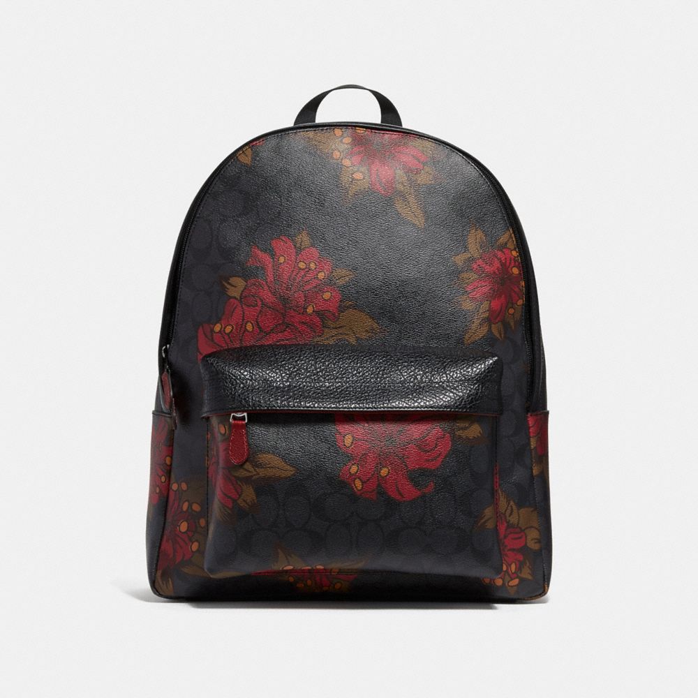 CHARLES BACKPACK IN SIGNATURE CANVAS WITH HAWAIIAN LILY PRINT - f29025 - QBNI6