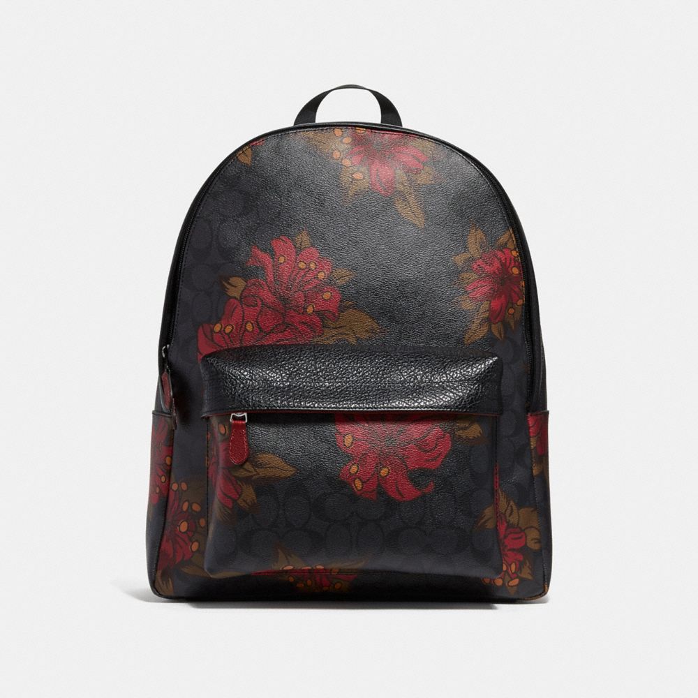 CHARLES BACKPACK IN SIGNATURE CANVAS WITH HAWAIIAN LILY PRINT - COACH f29025 - QBNI6