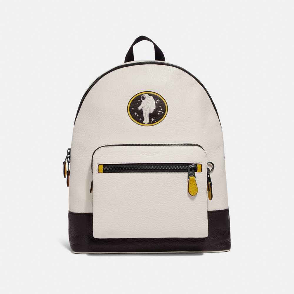 WEST BACKPACK WITH ROCKET MOTIF - COACH f29043 - CHALK/BLACK  ANTIQUE NICKEL