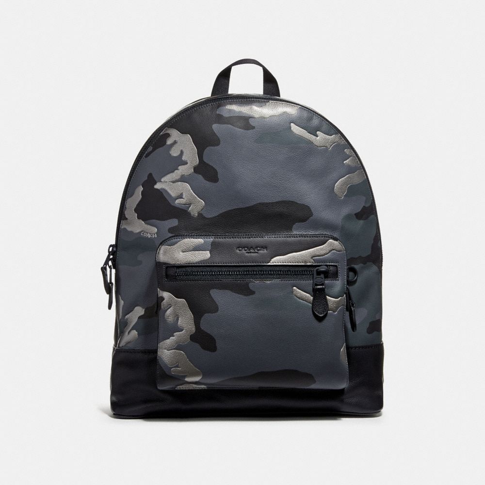 COACH F29050 West Backpack With Metallic Camo Print GREY MULTI/MATTE BLACK