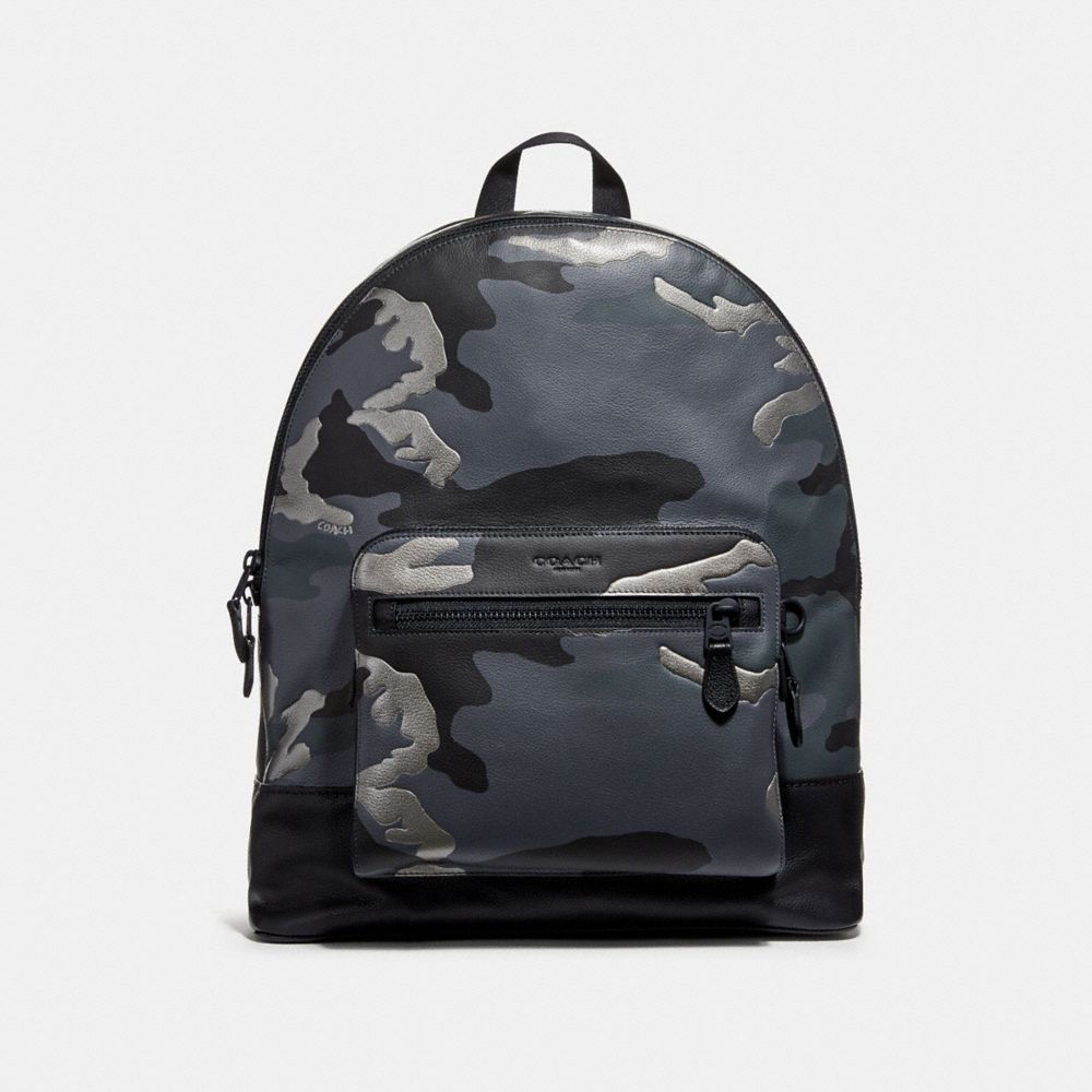 WEST BACKPACK WITH METALLIC CAMO PRINT - COACH f29050 - GREY MULTI/MATTE BLACK