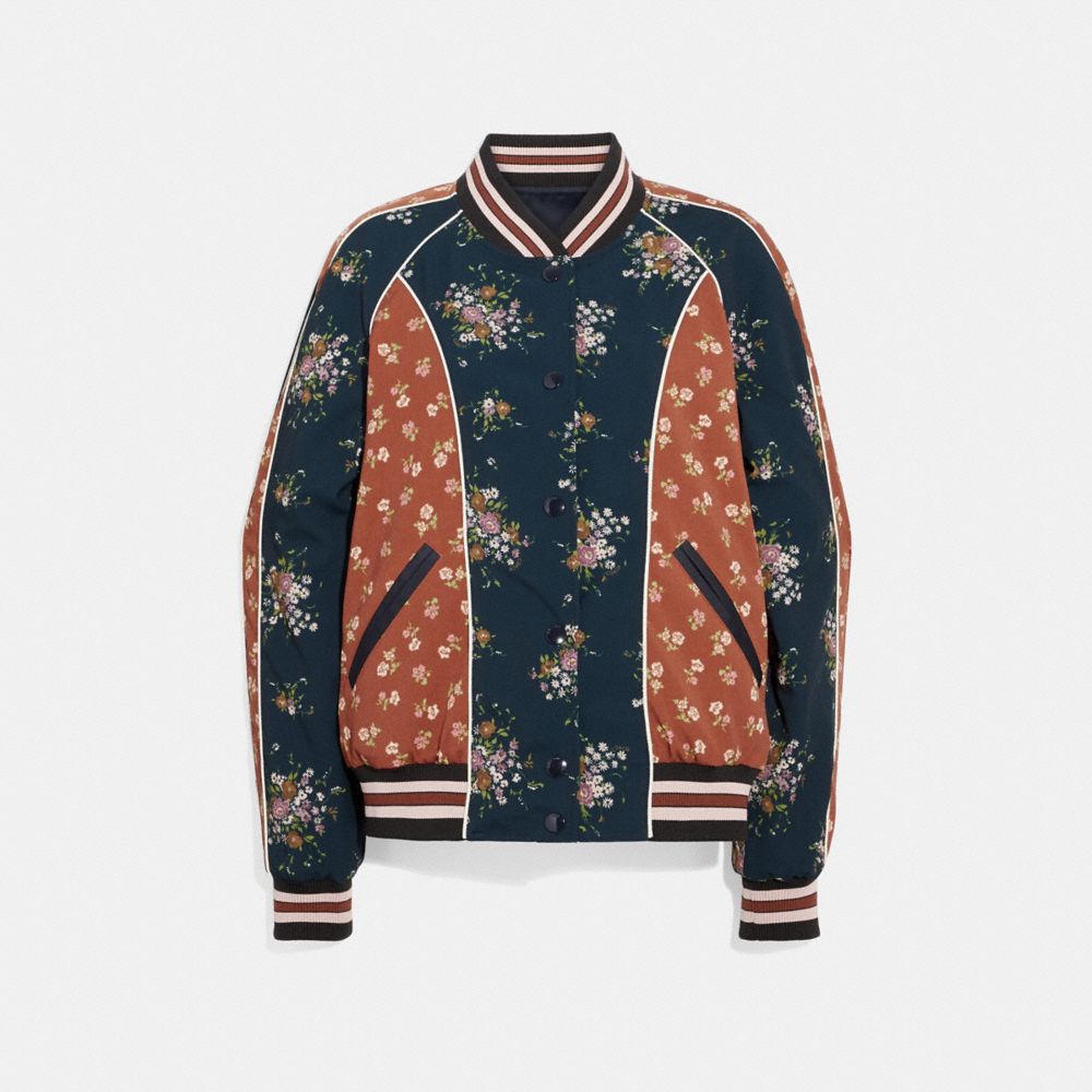 REVERSIBLE FLORAL SOUVENIR JACKET - f29060 - NAVY/MULTICOLOR