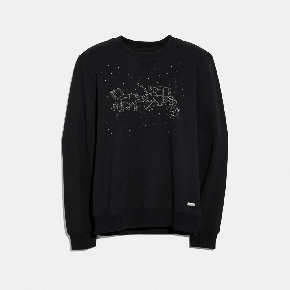 HORSE AND CARRIAGE CONSTELLATION SWEATSHIRT - f29079 - BLACK