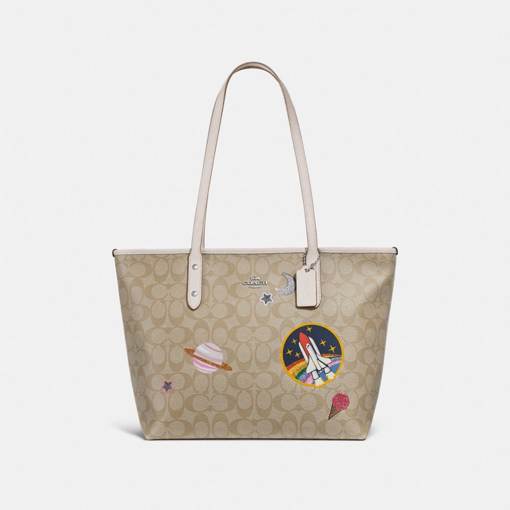 COACH®  Field Tote In Signature Canvas With Patches