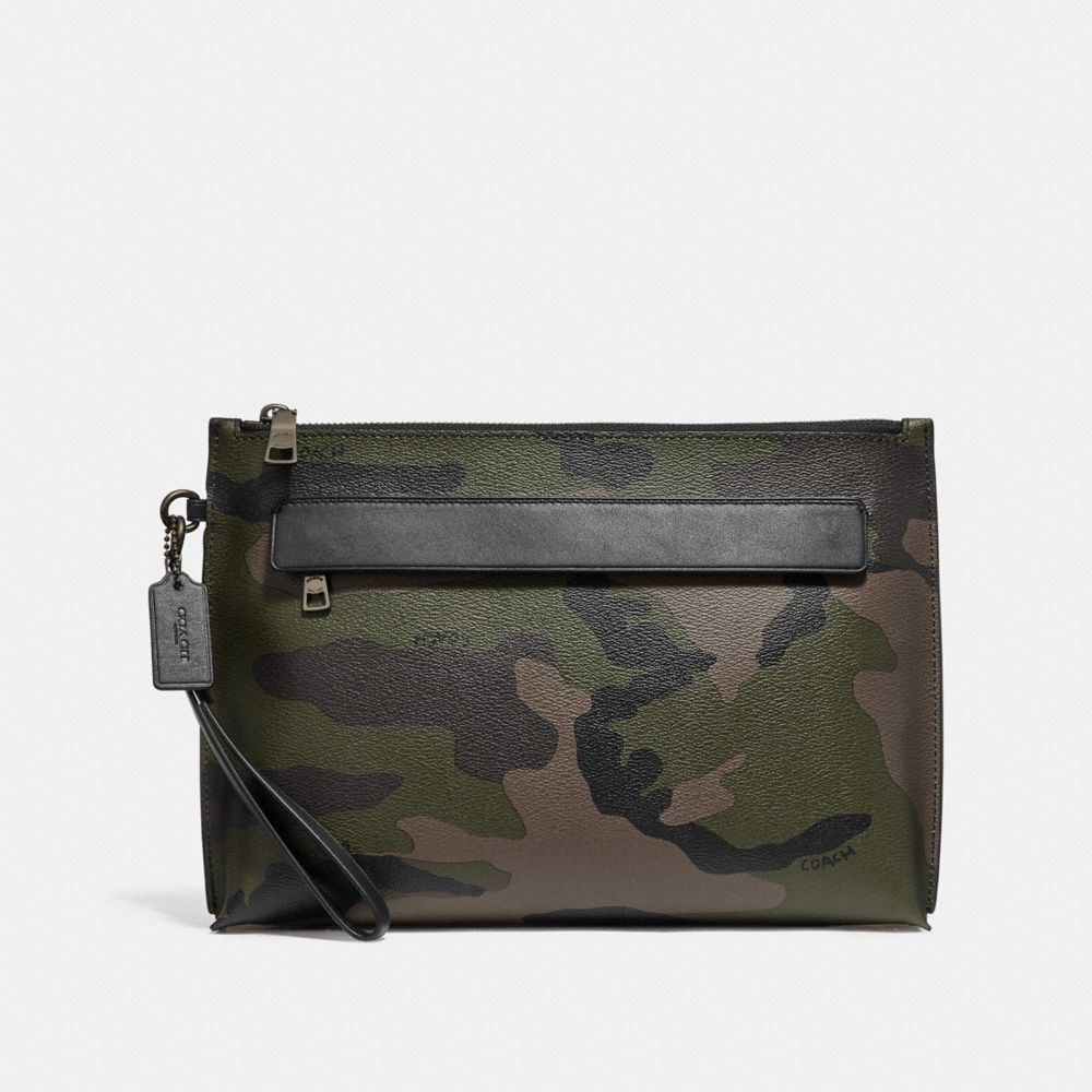 COACH F29127 Carryall Pouch With Camo Print DARK GREEN