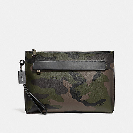 COACH F29127 CARRYALL POUCH WITH CAMO PRINT DARK-GREEN