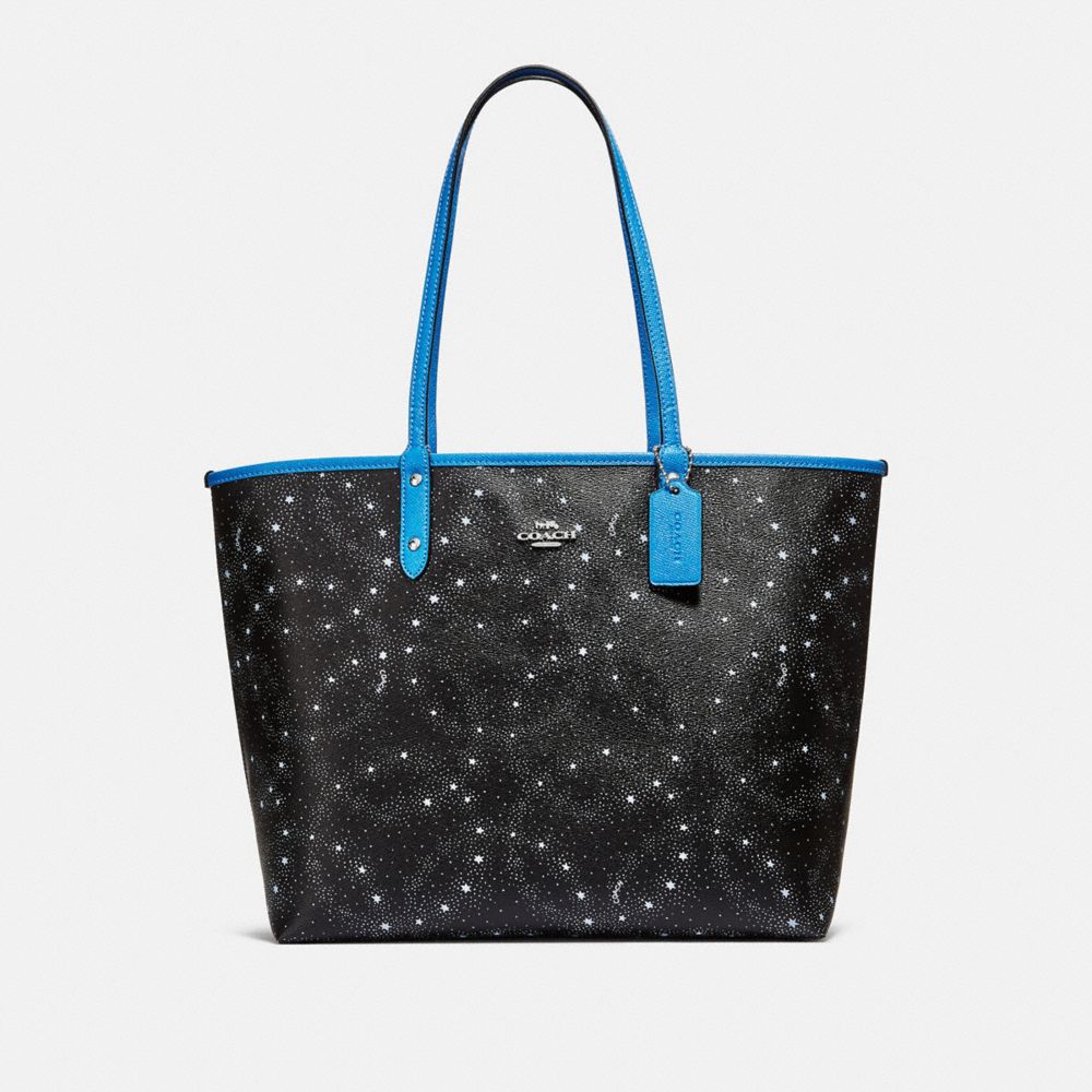 COACH F29131 Reversible City Tote With Celestial Print BLACK/BRIGHT BLUE/SILVER