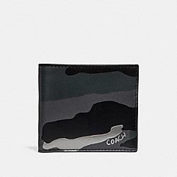 DOUBLE BILLFOLD WALLET WITH METALLIC CAMO PRINT - COACH f29136 - GREY MULTI